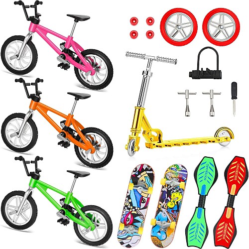 

18 pcs Finger skateboards Mini fingerboards Finger bikes Finger Toys Plastics Alloy Office Desk Toys with Replacement Wheels and Tools Party Favors Kid's Adults All Party Favors for Kid's Gifts