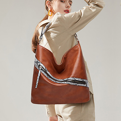 

Women's Bags PU Leather Polyester Top Handle Bag Hobo Bag Zipper Solid Color Daily Office & Career Handbags Black Red Almond Green