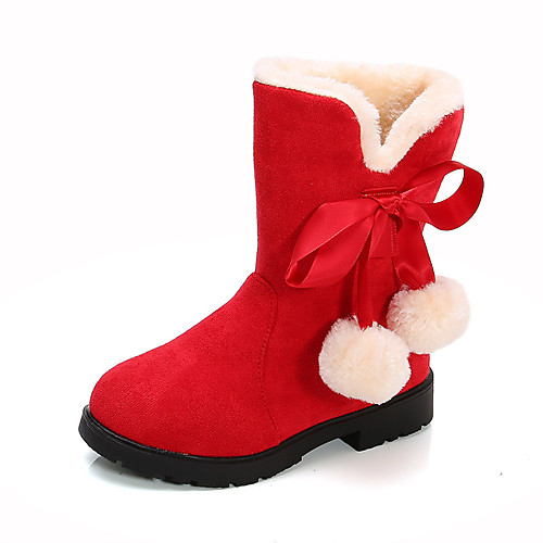 

Girls' Boots Snow Boots PU Little Kids(4-7ys) Big Kids(7years ) Daily Walking Shoes Black Red Pink Winter / Mid-Calf Boots