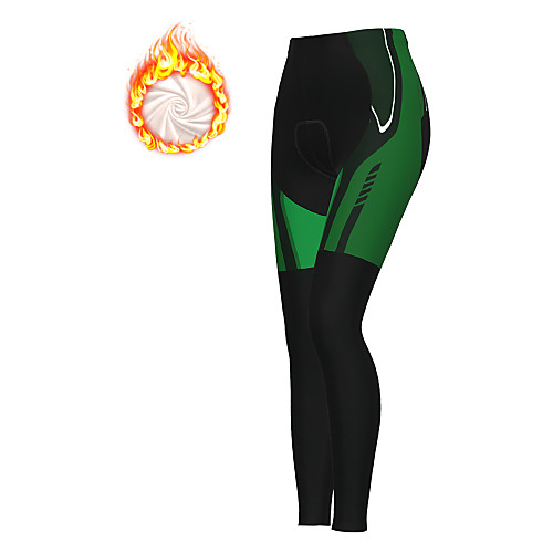 

21Grams Women's Cycling Tights Cycling Pants Winter Fleece Bike Tights Padded Shorts / Chamois Pants Thermal Warm Fleece Lining Breathable Sports Green Mountain Bike MTB Road Bike Cycling Clothing