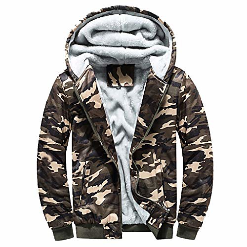 

sweaters for men kstare men's fashion camouflag warm fleece zipper hoodie jacket outwear coat tops oversize m-5xl
