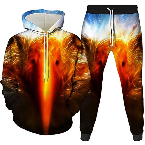 

Women's Men's 3D Hoodies Set Graphic 3D Bird 2 Piece Front Pocket Daily 3D Print 3D Print Casual Hoodies Sweatshirts Black Gold Royal Blue