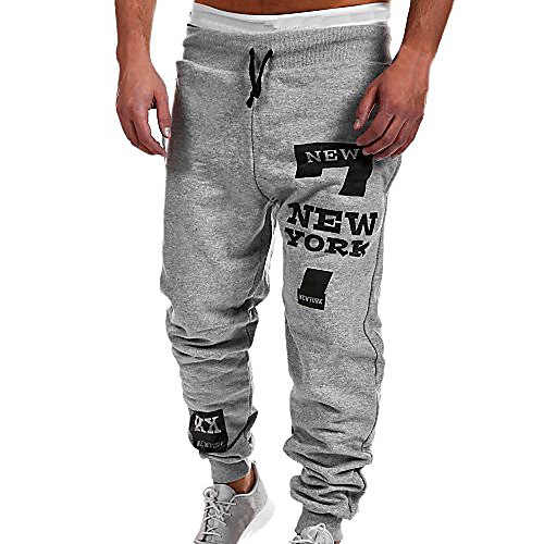 

corriee sweatpants for men with pockets men's fashion new york letter printed jogger trousers casual active pants gray