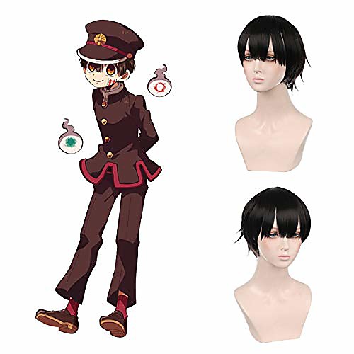 

tsukasa yugi cosplay wigs for toilet-bound hanako-kun costume short black hair wig anime harajuku lolita cute synthetic wigs for party ad022bk