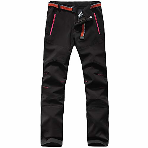 

women's outdoor windproof waterproof hiking mountain ski pants soft shell fleece lined trouser black