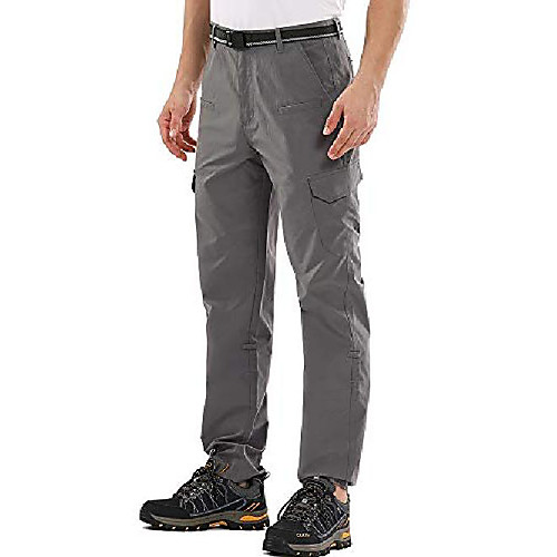 

men's outdoor adventure tactical pants hiking camping stretch roll up durable upf 50 quick dry cargo trousers (6107 grey 29)