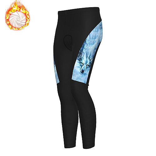 

21Grams Men's Cycling Tights Cycling Pants Winter Fleece Bike Tights Padded Shorts / Chamois Pants Fleece Lining Breathable Warm Sports Animal Black Mountain Bike MTB Road Bike Cycling Clothing