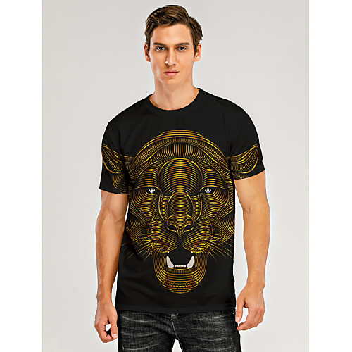 

Men's T shirt 3D Print Graphic 3D Animal Print Short Sleeve Daily Tops Black