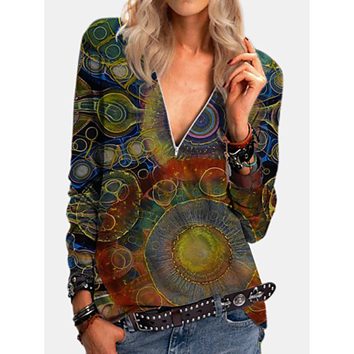 

Women's Zip Up Hoodie Sweatshirt Graphic Tie Dye Quarter Zip Daily Going out Work Casual Hoodies Sweatshirts Rainbow