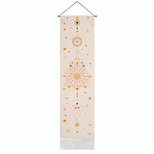 

Bohemian Tarot Divination Wall Tapestry Art Decor Blanket Curtain Hanging Home Bedroom Living Room Decoration Nordic Cotton Linen Tassel Sun Starry Sky 12.8 x 51.2 inches