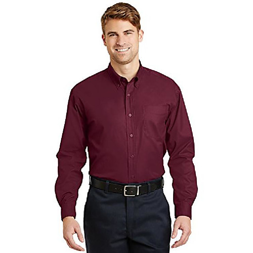 

men's long sleeve superpro twill shirt 4xl burgundy