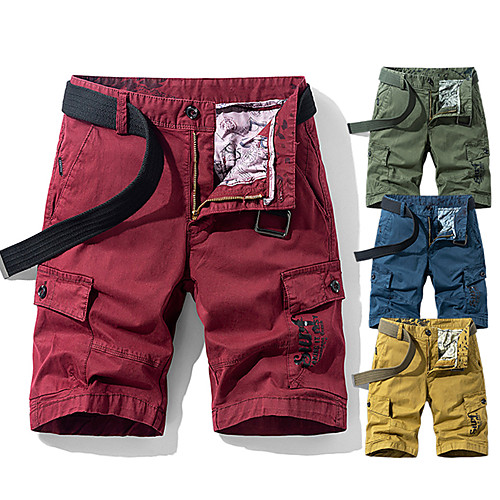 

Men's Cycling Shorts Hiking Shorts Hiking Cargo Shorts Solid Color Summer Outdoor 10 Standard Fit Lightweight Breathable Quick Dry Ultra Light (UL) Elastane Cotton Shorts Bottoms Red Army Green