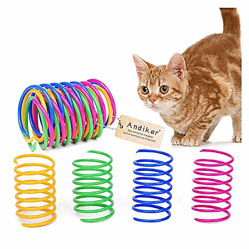 

cat spring, cat interactive toy to kill time and keep fit colorful creative toy durable soft cat activity toy for swatting, biting, hunting kitten toys, 20pcs