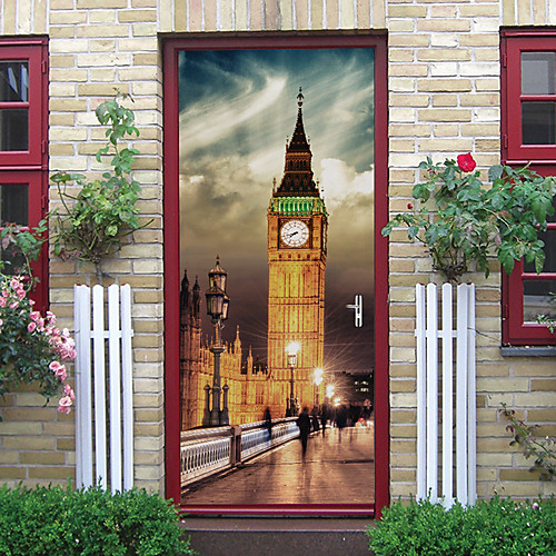 

Imitation Big Ben Self-adhesive Creative Door Stickers Living Room DIY Decorative Home Waterproof Wall Stickers