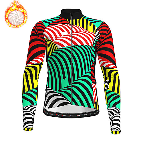 

21Grams Men's Long Sleeve Cycling Jersey Winter Fleece Green Bike Jersey Top Mountain Bike MTB Road Bike Cycling Fleece Lining Warm Quick Dry Sports Clothing Apparel / Stretchy / Athleisure