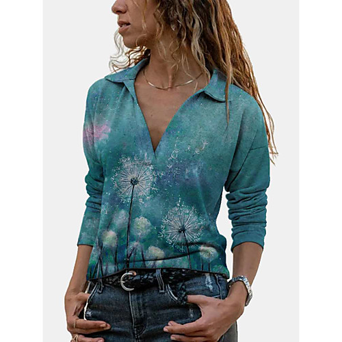 

Women's Pullover Sweatshirt Graphic Dandelion Galaxy Star Print Daily Basic Casual Hoodies Sweatshirts Blue Purple Fuchsia