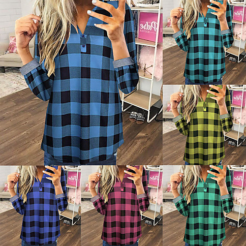 

Women's Tee / T-shirt Patchwork Shirt Collar Cotton Color Block Sport Athleisure T Shirt Top Long Sleeve Breathable Soft Oversized Comfortable Everyday Use Casual Daily Outdoor