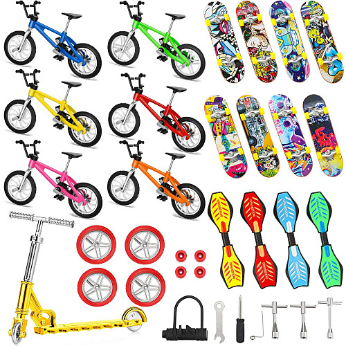 

34 pcs Finger skateboards Mini fingerboards Finger bikes Finger Toys Plastics Alloy Office Desk Toys with Replacement Wheels and Tools Party Favors Kid's Adults All Party Favors for Kid's Gifts