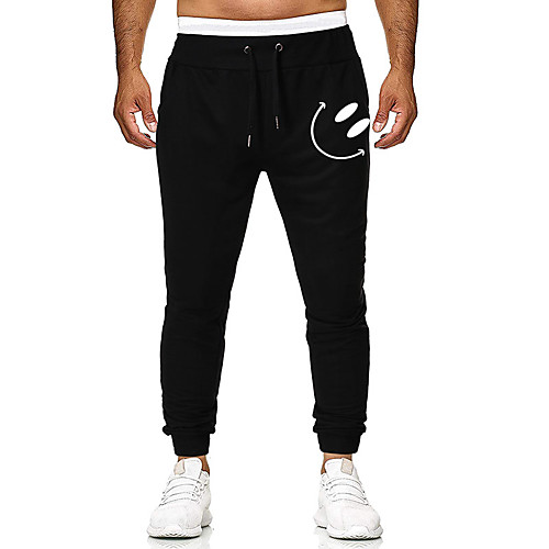 

Men's Slim Jogger Chinos Pants Letter Full Length Black Light gray Dark Gray