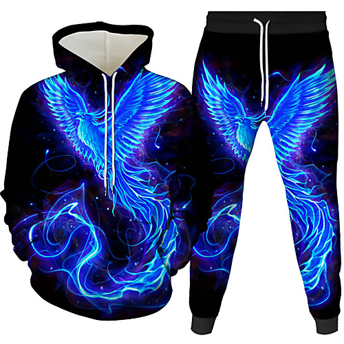 

Men's 3D Hoodies Set Graphic 3D 2 Piece Hooded Daily 3D Print Casual Hoodies Sweatshirts Long Sleeve White Black Blue