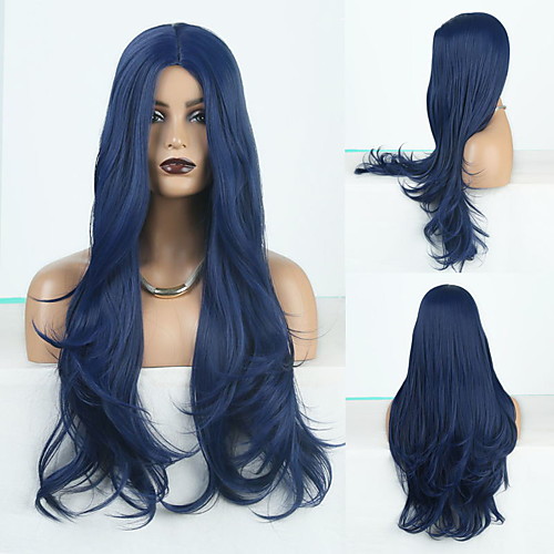 

Cosplay Costume Wig Synthetic Wig Straight Natural Straight Middle Part Wig Royal Blue Synthetic Hair Women's Odor Free Fashionable Design Soft Blue