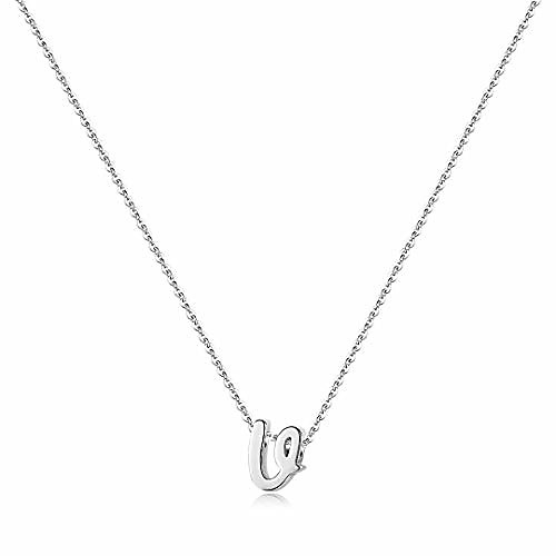 

925 sterling silver initial necklace, dainty letter v cursive initial necklace for women girls, valentines mother's day girls gifts toddler kids jewelry flower girls wedding gifts