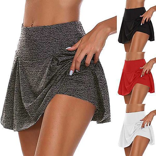 

Women's Athletic Skort Running Skirt Athletic Bottoms 2 in 1 Liner Fitness Gym Workout Running Training Exercise Breathable Quick Dry Soft Plus Size Sport Solid Colored Neon Green White Black Purple