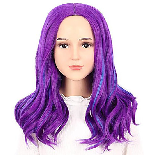 

kids child long wave purple and blue costume wig halloween cosplay anime wig