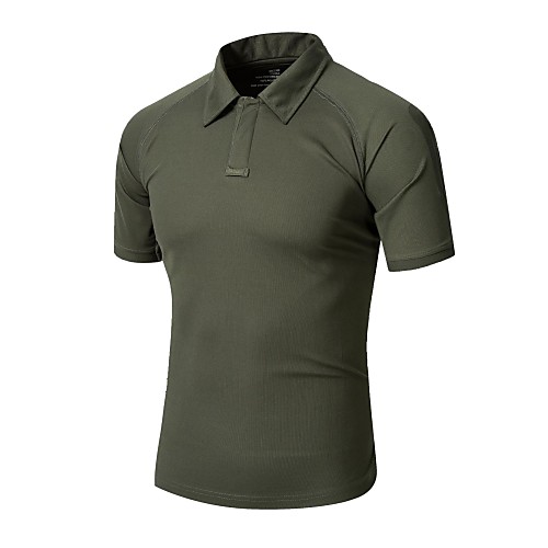 

Men's Hunting T-shirt Outdoor Breathable Quick Dry Ventilation Fast Dry Summer Solid Colored Top Polyester Camping / Hiking Hunting Fishing Black Camouflage Dark Green