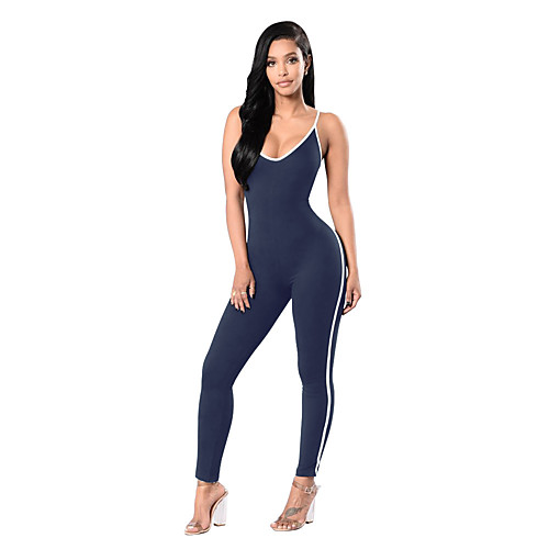 

Women's Workout Jumpsuit Open Back Patchwork Color Block Black Army Green Burgundy Yoga Fitness Gym Workout Bodysuit Sleeveless Sport Activewear Butt Lift Breathable Quick Dry Moisture Wicking High