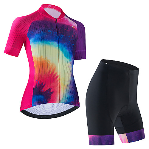 

21Grams Women's Short Sleeve Cycling Jersey with Bib Shorts Cycling Jersey with Shorts Black Purple BlackWhite Gradient Bike Breathable Quick Dry Sports Graphic Mountain Bike MTB Road Bike Cycling