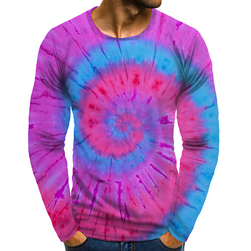 

Men's T shirt 3D Print Graphic Plus Size Print Long Sleeve Daily Tops Purple