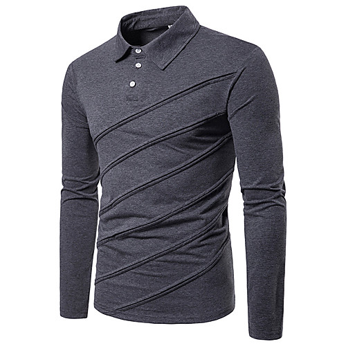 

Men's Polo non-printing Solid Colored Long Sleeve Daily Tops Cotton Streetwear White Black Light gray