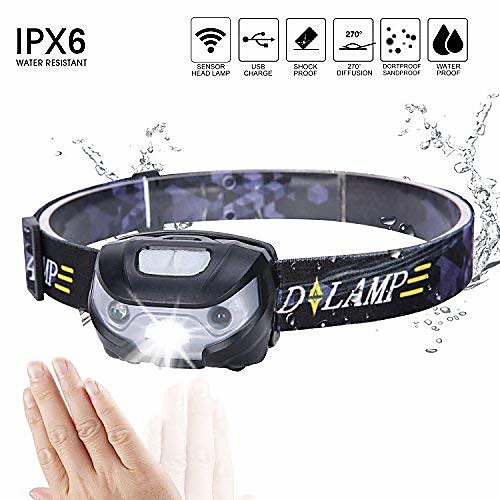 

waterproof led headlamp, 4000mah super bright headlight flashlight 4 modes helmet light for running walking camping reading hiking riding fishing rechargeable batteries included (style1)