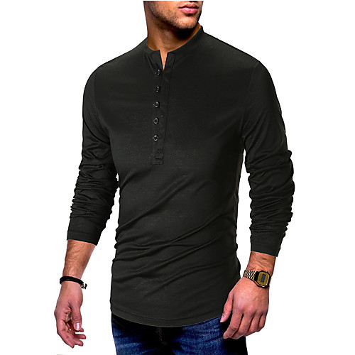 

men's casual slim fit basic henley long sleeve t-shirt (small, black)