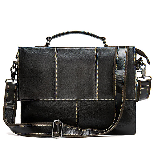 

Men's Bags Cowhide Shoulder Messenger Bag Laptop Bag Briefcase Zipper Going out Office & Career Handbags Coffee