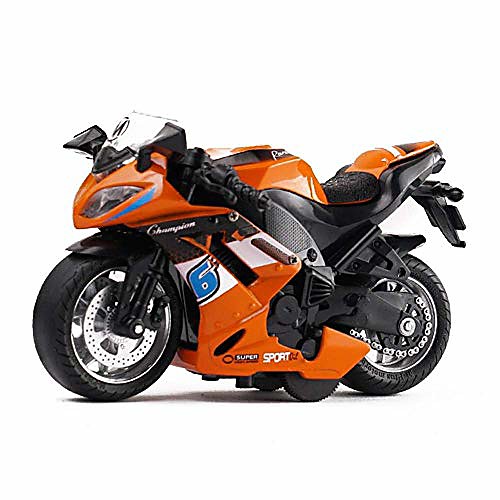 

pull back vehicles race motorcycle toys, friction powered die cast racing motorcycles with music lighting, pullback toy gift for christmas brithday (orange)