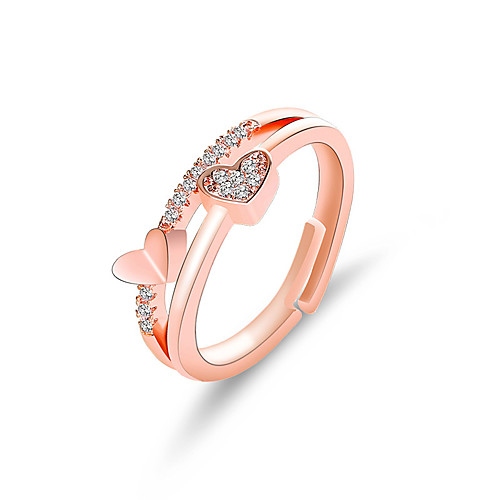 

Ring Cubic Zirconia Classic Gold Silver Copper Heart Elegant Trendy Korean 1pc Adjustable / Women's / Couple's / Adjustable Ring