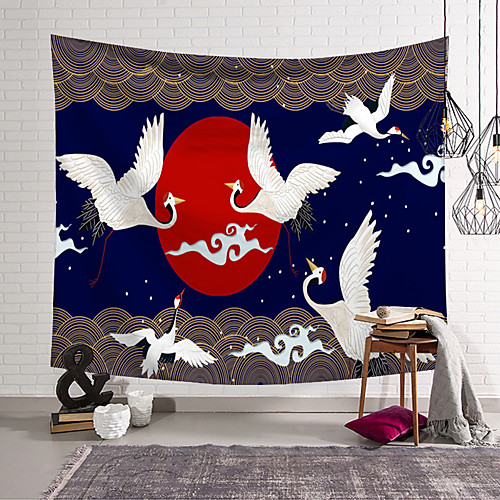 

Chinese Style Wall Tapestry Art Decor Blanket Curtain Hanging Home Bedroom Living Room Decoration Polyester Crane Sun Sea Wave