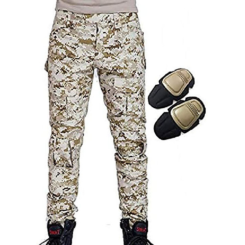 

military army tactical airsoft paintball shooting pants combat men pants with knee pads digital desert (s)
