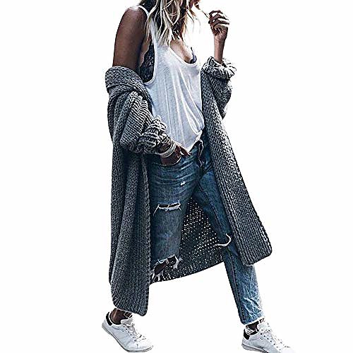 

Women's Solid Color Cardigan Long Sleeve Sweater Cardigans Open Front Wine Red Blue Dark Green
