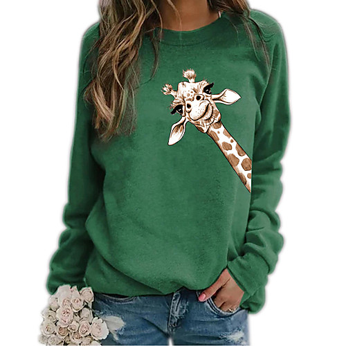 

Women's Pullover Sweatshirt Graphic Animal Daily Basic Casual Hoodies Sweatshirts Blue Red Khaki