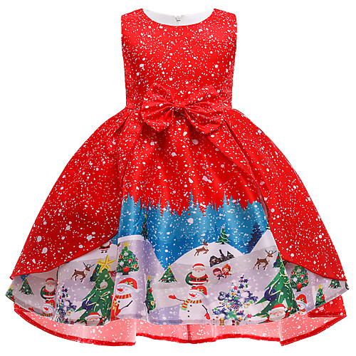 

Snowman Christmas Dress Girls' Kids Christmas Christmas Christmas Polyester Fabric