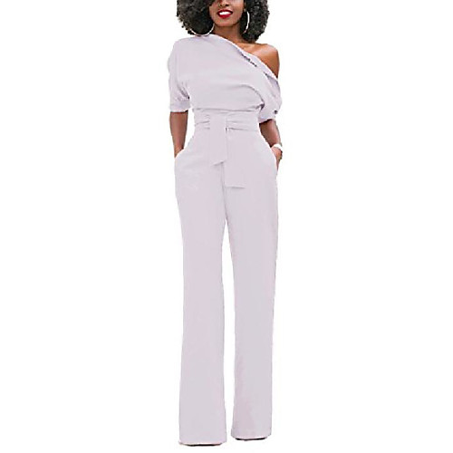 

Women's Sophisticated Sexy Boots Wine ArmyGreen White Jumpsuit Solid Colored Cotton