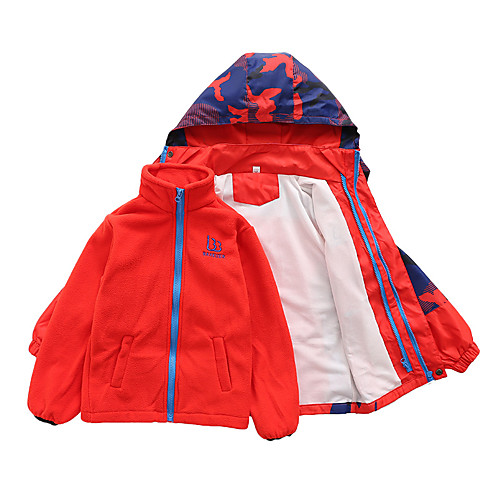

Boys' Hiking 3-in-1 Jackets Winter Outdoor Patchwork Thermal Warm Waterproof Windproof Breathable Winter Jacket Top Hunting Fishing Climbing Red Blue Green / Kid's