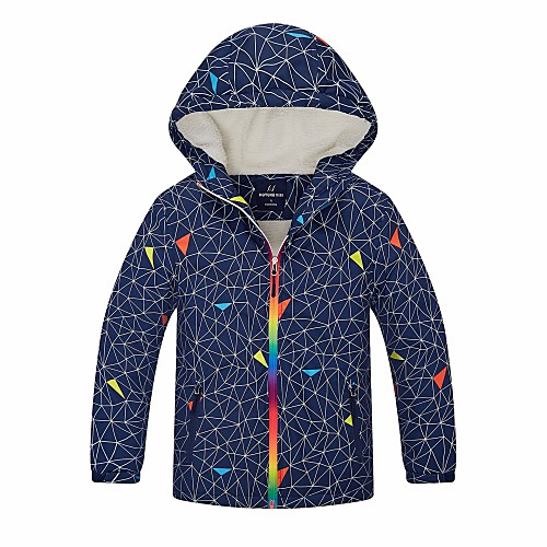 

Boys' Softshell Jacket Hiking Windbreaker Winter Outdoor Patchwork Thermal Warm Waterproof Windproof Breathable Winter Jacket Top Hunting Fishing Climbing Dark Navy / Kid's