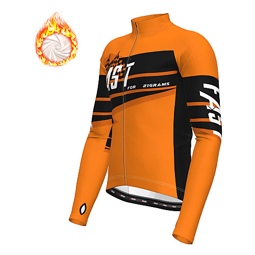 

21Grams Men's Long Sleeve Cycling Jacket Winter Fleece Yellow Blue Orange Bike Jacket Top Mountain Bike MTB Road Bike Cycling Thermal Warm Fleece Lining Breathable Sports Clothing Apparel / Stretchy