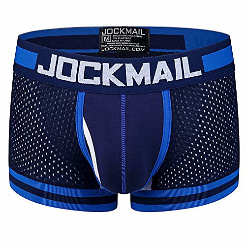 

new sexy mesh u pouch boxer men underwear sexy underpants cueca pants trunks boxer shorts (l, naveblue)