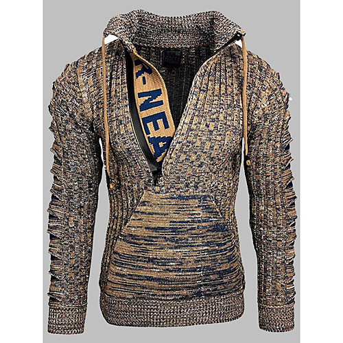 

Men's Stylish Knitted Solid Color Pullover Long Sleeve Sweater Cardigans Deep V White Black Brown
