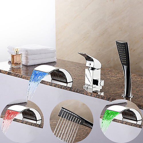 

Bathtub Faucet - Contemporary Chrome Roman Tub Ceramic Valve Bath Shower Mixer Taps